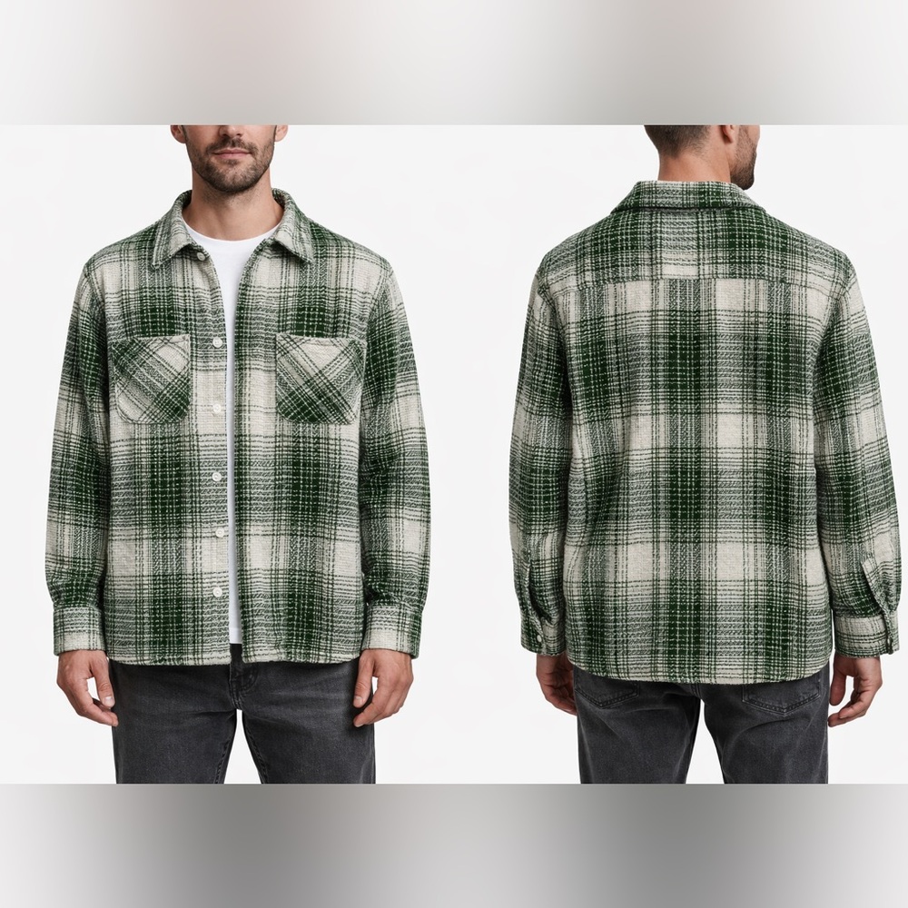 Common People Dude 2 Pocket Overshirt Green Plaid Size S NWT MSRP $161